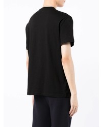 schwarzes und weißes bedrucktes T-Shirt mit einem Rundhalsausschnitt von Armani Exchange