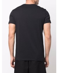 schwarzes und weißes bedrucktes T-Shirt mit einem Rundhalsausschnitt von Balmain