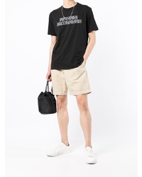 schwarzes und weißes bedrucktes T-Shirt mit einem Rundhalsausschnitt von Armani Exchange