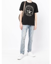 schwarzes und weißes bedrucktes T-Shirt mit einem Rundhalsausschnitt von True Religion