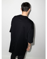 schwarzes und weißes bedrucktes T-Shirt mit einem Rundhalsausschnitt von Rick Owens DRKSHDW