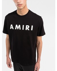 schwarzes und weißes bedrucktes T-Shirt mit einem Rundhalsausschnitt von Amiri