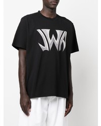 schwarzes und weißes bedrucktes T-Shirt mit einem Rundhalsausschnitt von JW Anderson