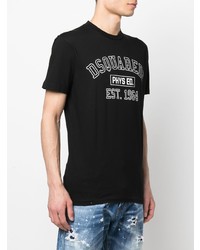 schwarzes und weißes bedrucktes T-Shirt mit einem Rundhalsausschnitt von DSQUARED2