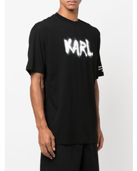 schwarzes und weißes bedrucktes T-Shirt mit einem Rundhalsausschnitt von Karl Lagerfeld