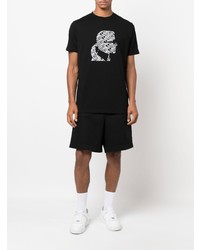 schwarzes und weißes bedrucktes T-Shirt mit einem Rundhalsausschnitt von Karl Lagerfeld