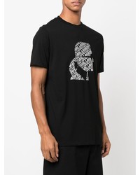 schwarzes und weißes bedrucktes T-Shirt mit einem Rundhalsausschnitt von Karl Lagerfeld