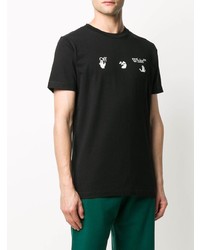 schwarzes und weißes bedrucktes T-Shirt mit einem Rundhalsausschnitt von Off-White