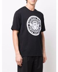 schwarzes und weißes bedrucktes T-Shirt mit einem Rundhalsausschnitt von Balmain