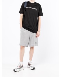 schwarzes und weißes bedrucktes T-Shirt mit einem Rundhalsausschnitt von Emporio Armani