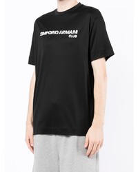 schwarzes und weißes bedrucktes T-Shirt mit einem Rundhalsausschnitt von Emporio Armani