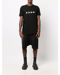 schwarzes und weißes bedrucktes T-Shirt mit einem Rundhalsausschnitt von Rick Owens DRKSHDW