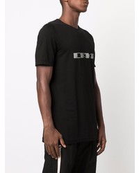 schwarzes und weißes bedrucktes T-Shirt mit einem Rundhalsausschnitt von Rick Owens DRKSHDW