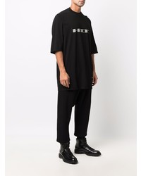 schwarzes und weißes bedrucktes T-Shirt mit einem Rundhalsausschnitt von Rick Owens DRKSHDW