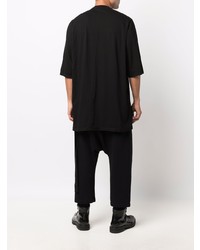 schwarzes und weißes bedrucktes T-Shirt mit einem Rundhalsausschnitt von Rick Owens DRKSHDW