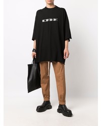 schwarzes und weißes bedrucktes T-Shirt mit einem Rundhalsausschnitt von Rick Owens DRKSHDW