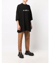 schwarzes und weißes bedrucktes T-Shirt mit einem Rundhalsausschnitt von Rick Owens DRKSHDW