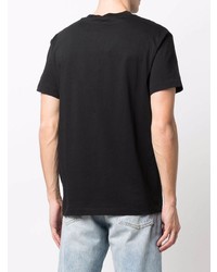 schwarzes und weißes bedrucktes T-Shirt mit einem Rundhalsausschnitt von Calvin Klein Jeans