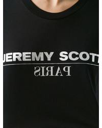 schwarzes und weißes bedrucktes T-Shirt mit einem Rundhalsausschnitt von Jeremy Scott