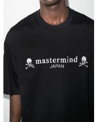 schwarzes und weißes bedrucktes T-Shirt mit einem Rundhalsausschnitt von Mastermind Japan