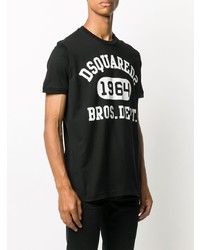 schwarzes und weißes bedrucktes T-Shirt mit einem Rundhalsausschnitt von DSQUARED2