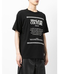 schwarzes und weißes bedrucktes T-Shirt mit einem Rundhalsausschnitt von VERSACE JEANS COUTURE