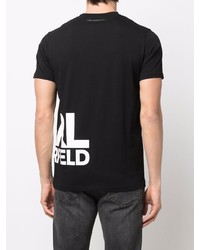 schwarzes und weißes bedrucktes T-Shirt mit einem Rundhalsausschnitt von Karl Lagerfeld