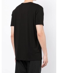 schwarzes und weißes bedrucktes T-Shirt mit einem Rundhalsausschnitt von Armani Exchange