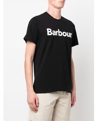 schwarzes und weißes bedrucktes T-Shirt mit einem Rundhalsausschnitt von Barbour