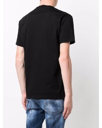 schwarzes und weißes bedrucktes T-Shirt mit einem Rundhalsausschnitt von DSQUARED2