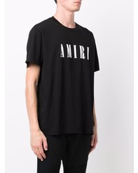 schwarzes und weißes bedrucktes T-Shirt mit einem Rundhalsausschnitt von Amiri