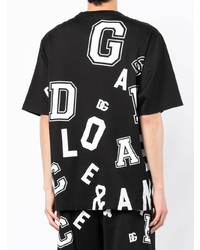 schwarzes und weißes bedrucktes T-Shirt mit einem Rundhalsausschnitt von Dolce & Gabbana