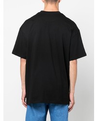 schwarzes und weißes bedrucktes T-Shirt mit einem Rundhalsausschnitt von MSGM