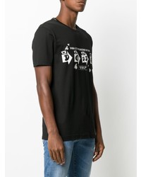 schwarzes und weißes bedrucktes T-Shirt mit einem Rundhalsausschnitt von Dolce & Gabbana