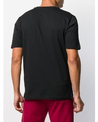 schwarzes und weißes bedrucktes T-Shirt mit einem Rundhalsausschnitt von Love Moschino