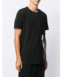 schwarzes und weißes bedrucktes T-Shirt mit einem Rundhalsausschnitt von Moncler
