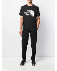 schwarzes und weißes bedrucktes T-Shirt mit einem Rundhalsausschnitt von The North Face