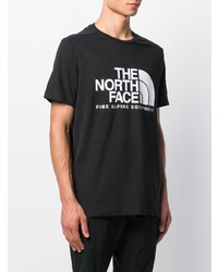 schwarzes und weißes bedrucktes T-Shirt mit einem Rundhalsausschnitt von The North Face