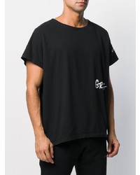schwarzes und weißes bedrucktes T-Shirt mit einem Rundhalsausschnitt von Greg Lauren