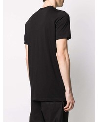 schwarzes und weißes bedrucktes T-Shirt mit einem Rundhalsausschnitt von Rick Owens