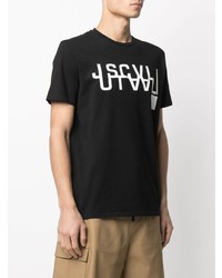 schwarzes und weißes bedrucktes T-Shirt mit einem Rundhalsausschnitt von Just Cavalli