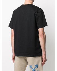 schwarzes und weißes bedrucktes T-Shirt mit einem Rundhalsausschnitt von MSGM