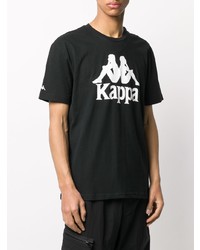 schwarzes und weißes bedrucktes T-Shirt mit einem Rundhalsausschnitt von Kappa