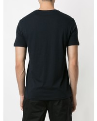 schwarzes und weißes bedrucktes T-Shirt mit einem Rundhalsausschnitt von Armani Exchange