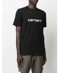 schwarzes und weißes bedrucktes T-Shirt mit einem Rundhalsausschnitt von Carhartt WIP