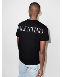 schwarzes und weißes bedrucktes T-Shirt mit einem Rundhalsausschnitt von Valentino