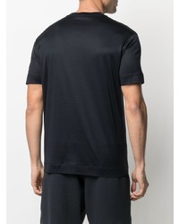 schwarzes und weißes bedrucktes T-Shirt mit einem Rundhalsausschnitt von Emporio Armani