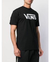 schwarzes und weißes bedrucktes T-Shirt mit einem Rundhalsausschnitt von Vans