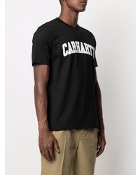 schwarzes und weißes bedrucktes T-Shirt mit einem Rundhalsausschnitt von Carhartt WIP