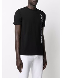 schwarzes und weißes bedrucktes T-Shirt mit einem Rundhalsausschnitt von Karl Lagerfeld